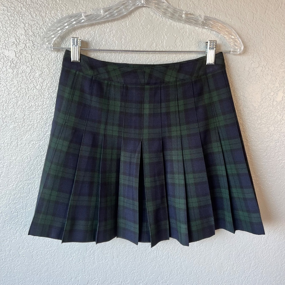 *FIRM PRICE* QMack Wrap Pleated Tartan Blackwatch Mini Skirt - Picture 2 of 11